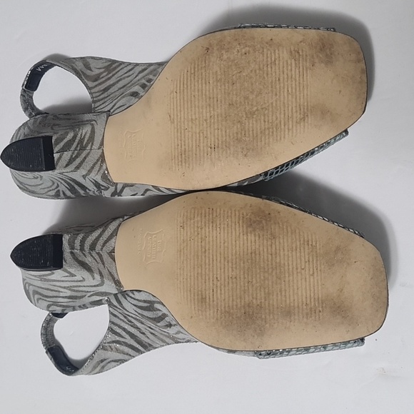 ROS Hommerson EUC shiny sparkle beaded grey zebra print comfort heels 8M - Picture 8 of 10